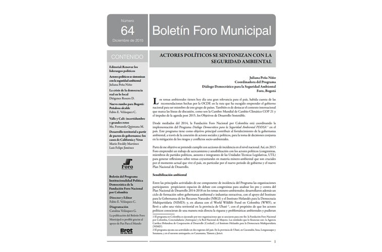 1994. Publicación No 1 Boletín Foro Municipal