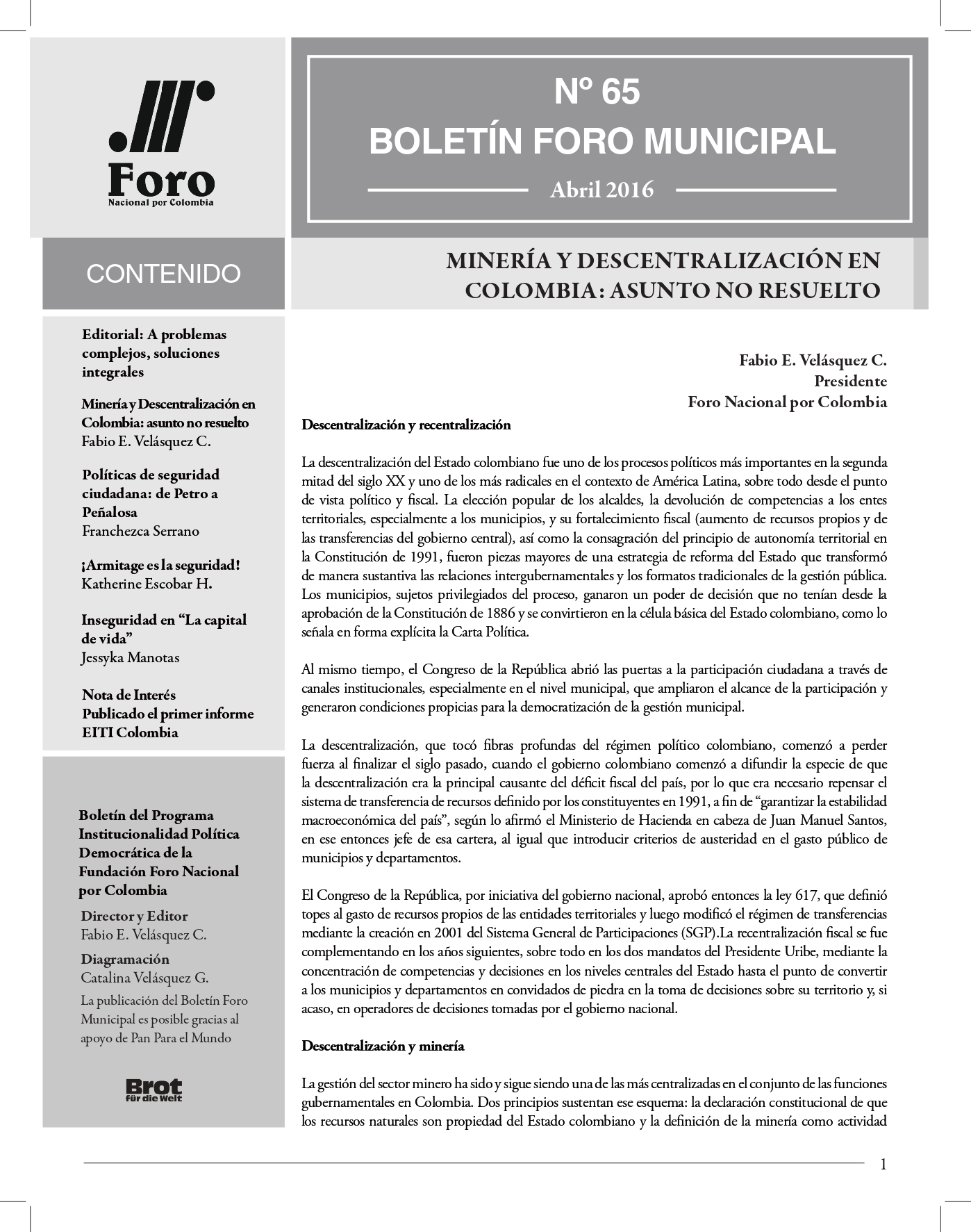 Boletín Foro Municipal #65