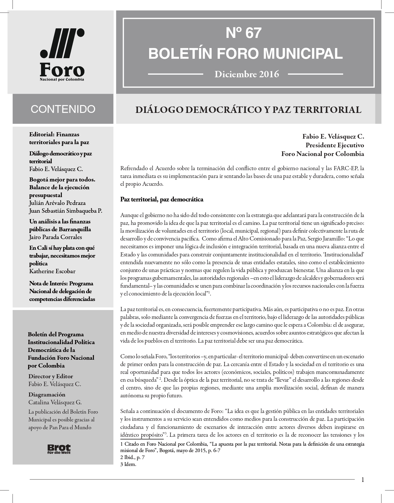 Boletín Foro Municipal #67