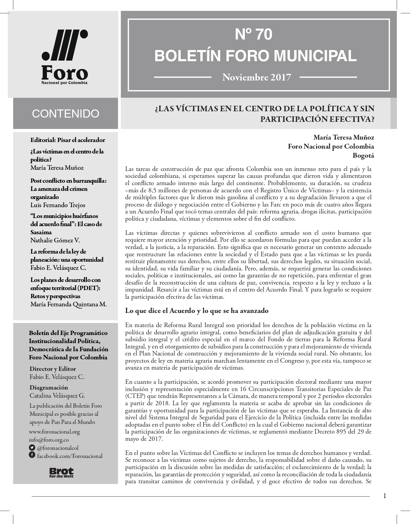 Boletín Foro Municipal #70