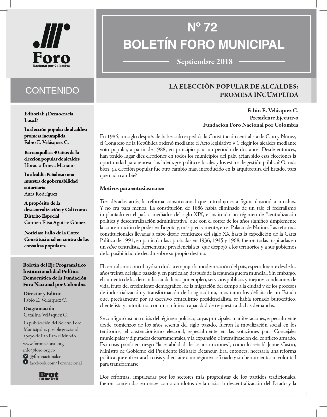 Boletín Foro Municipal #72