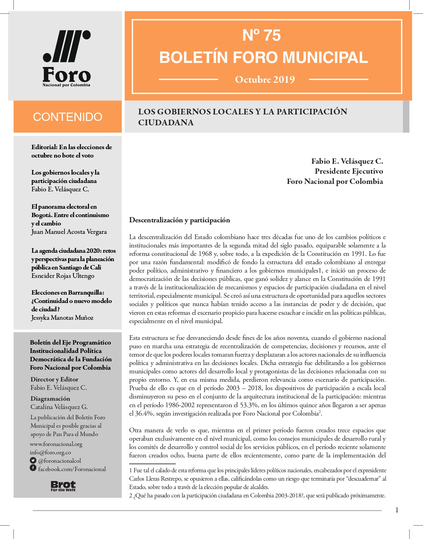 Boletín Foro Municipal #75