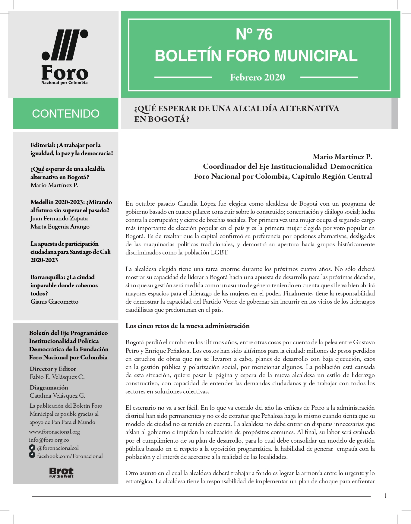 Boletín Foro Municipal #76